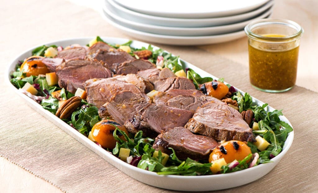 Grilled Apricot and Arugula Salad with Pork Tenderloin