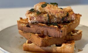 Panko Fried Ham Savory Waffles