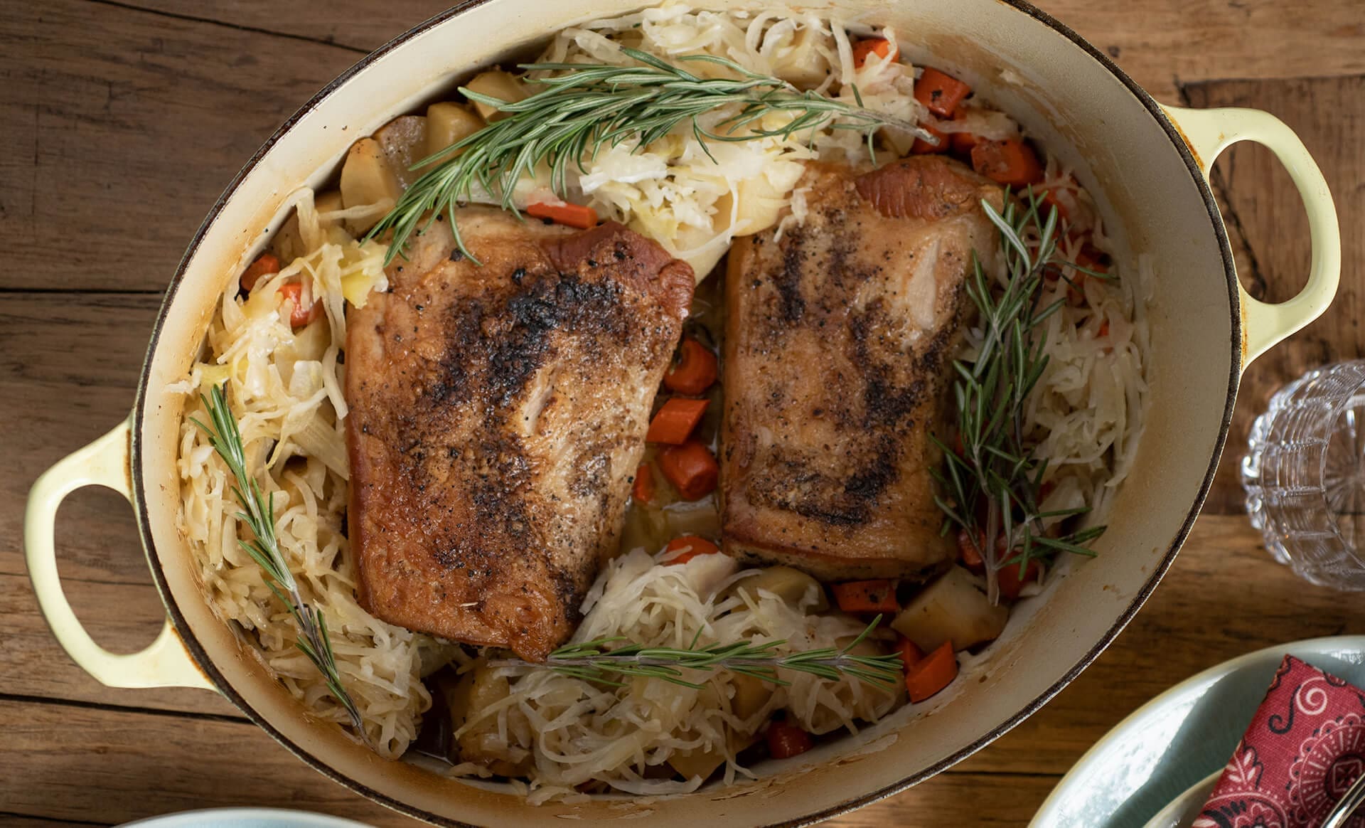 Slow Cooker Pork Roast with Rosemary and Sauerkraut