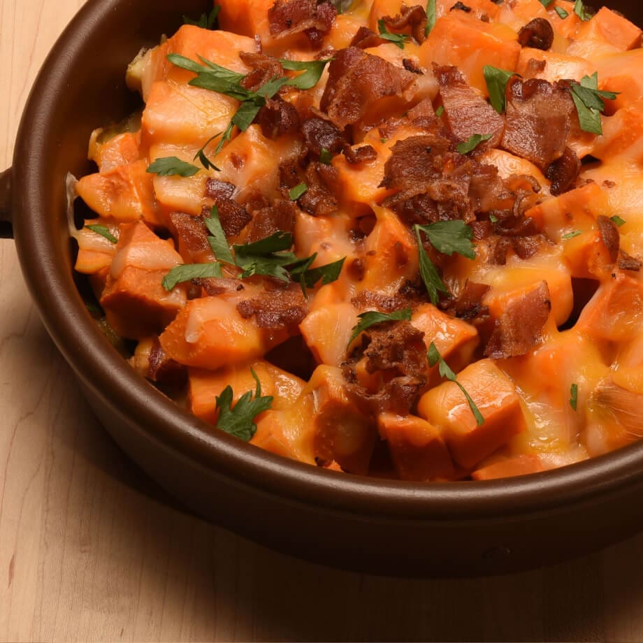 Sweet potato casserole close up