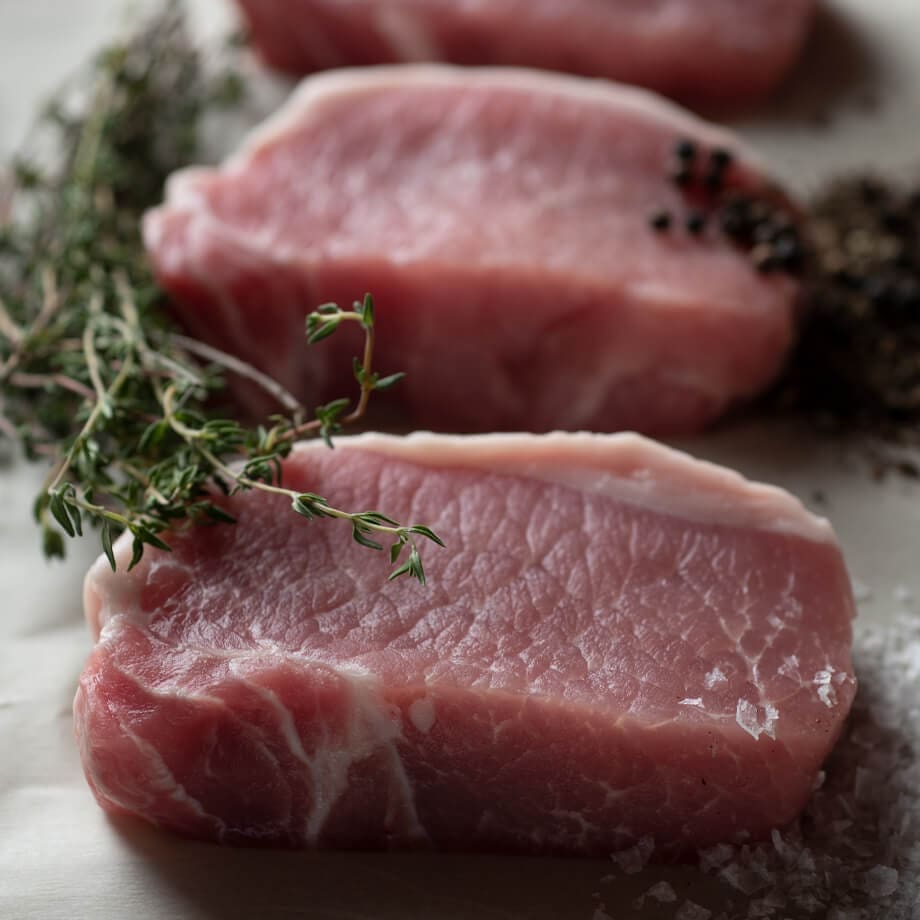 row of boneless chops with spices