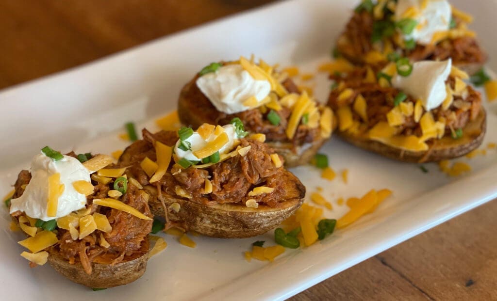 pulled pork stuffed potato skins