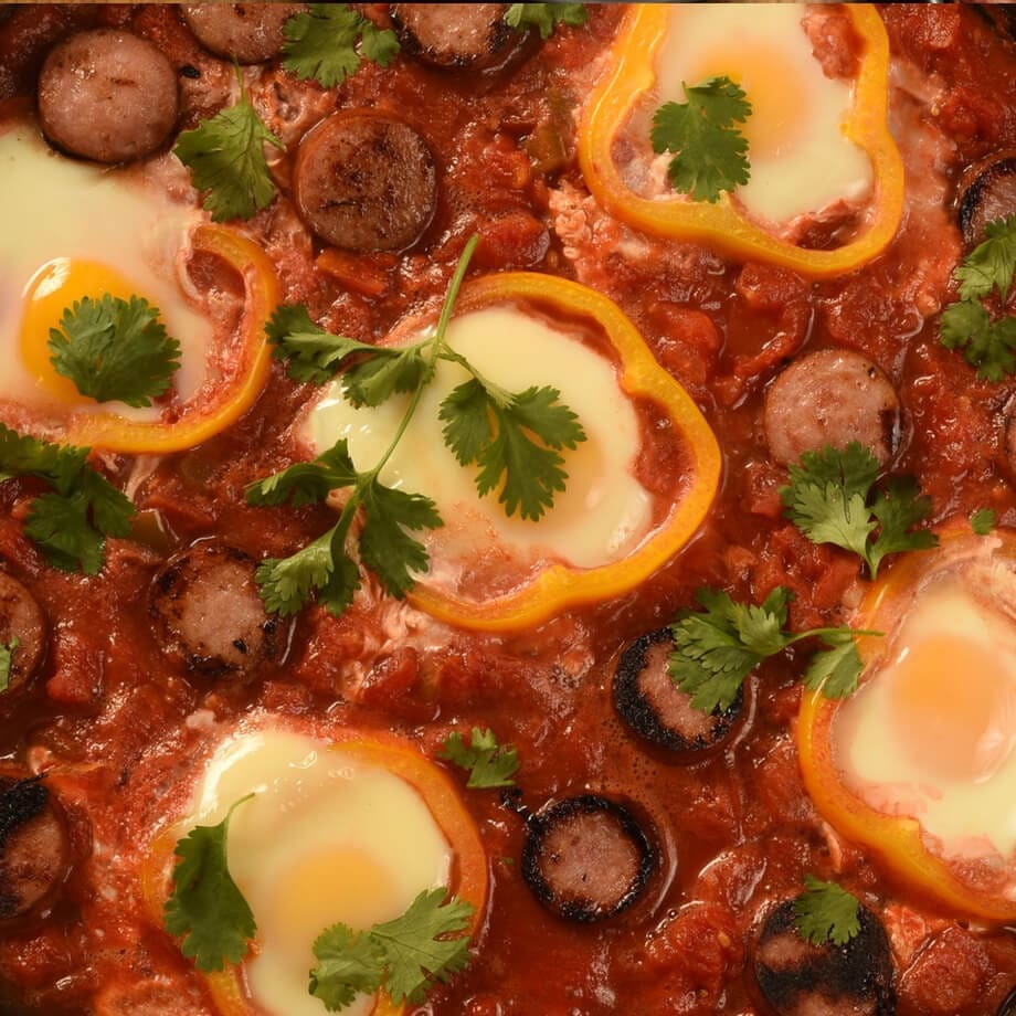 kielbasa shakshuka from above