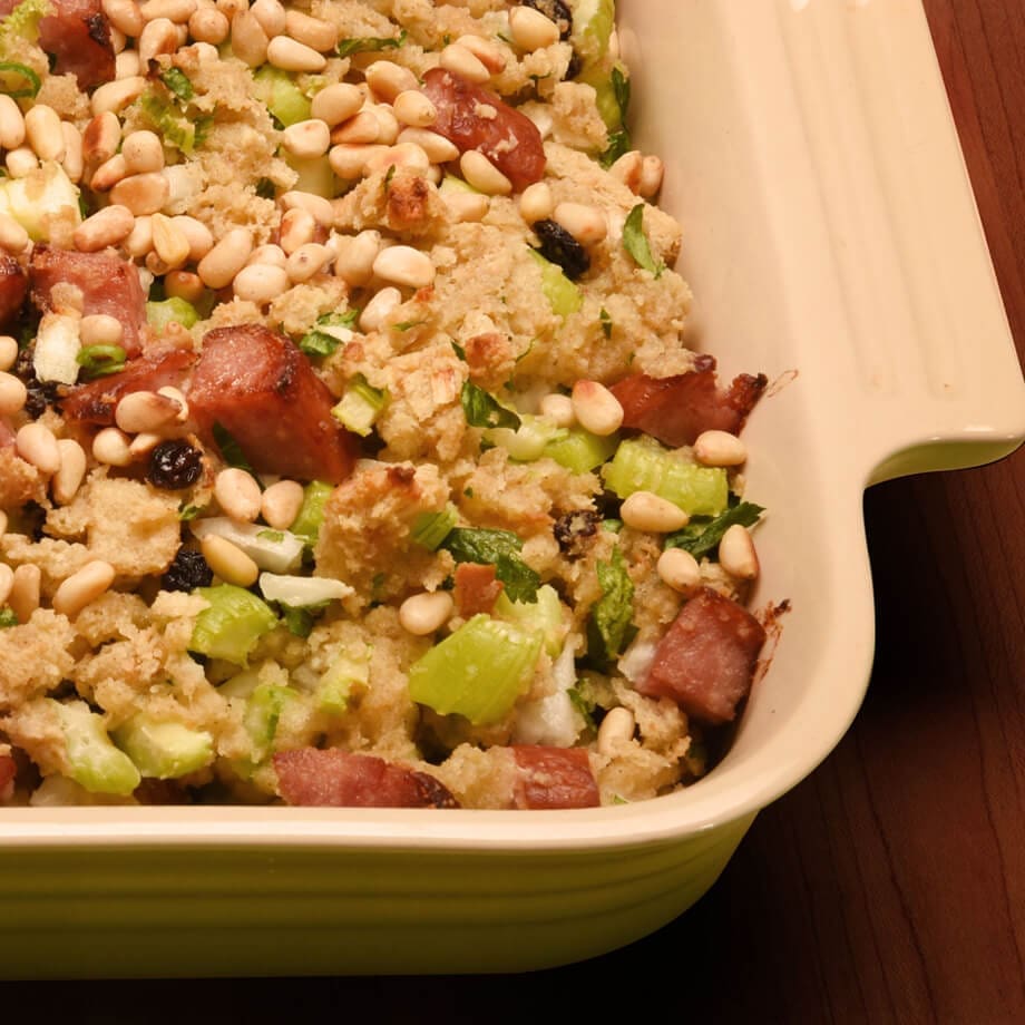 Kielbasa with Stuffing in a Dish