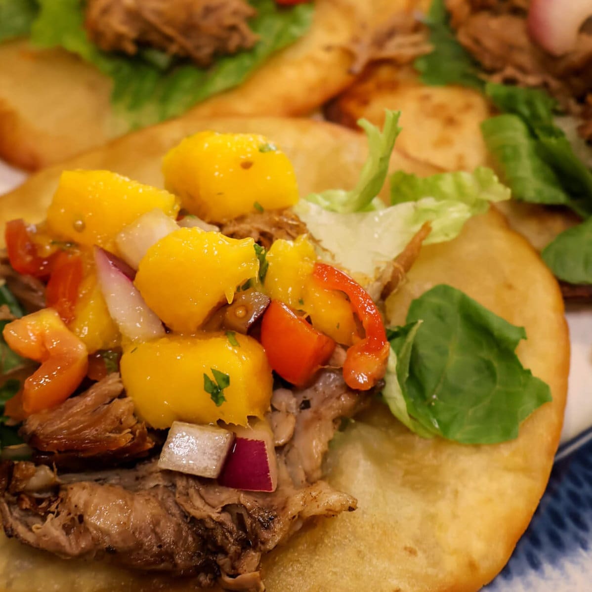 Crock Pot Pork Carnitas Tacos with Mango Pico de Gallo